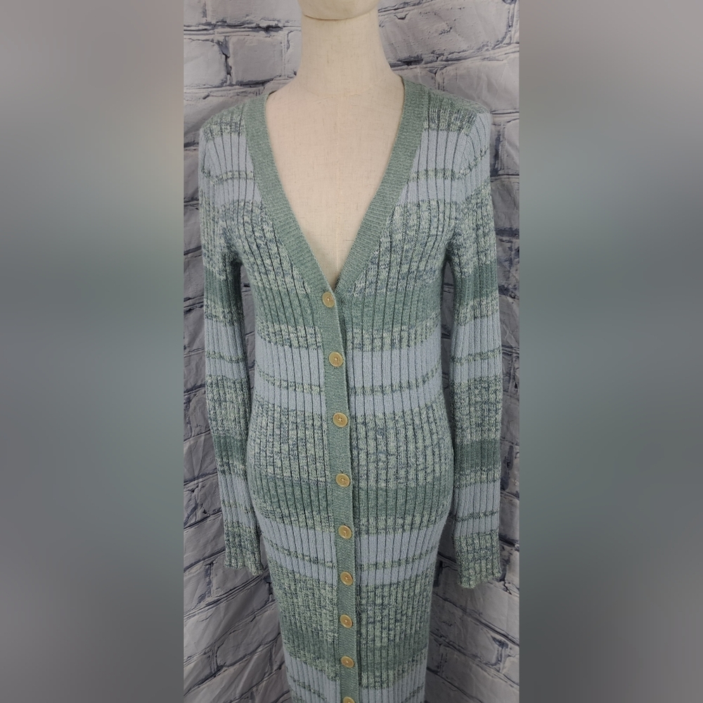 Free People Women's Sweater Cozy Up Cardigan Sweater Dress Ribbed Midi sz Small - Picture 4 of 16